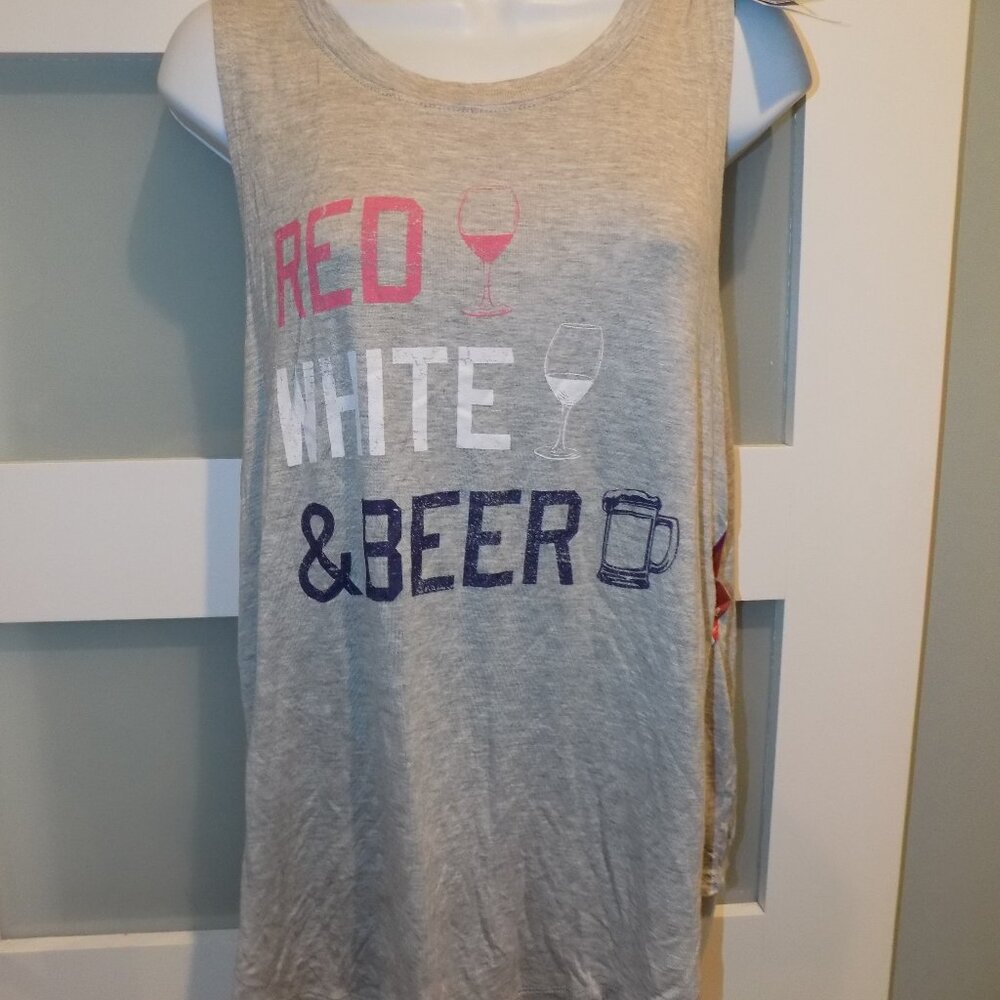 Grayson/Threads Gray Red White & Blue Tank Top Size XL Women's NEW